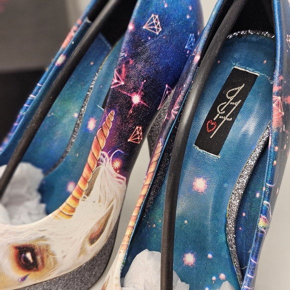 Iron Fist Unicorn Platform Heels | Graphic Faux Leather Glitter Sz 7 Legacy Glam - Picture 8 of 12